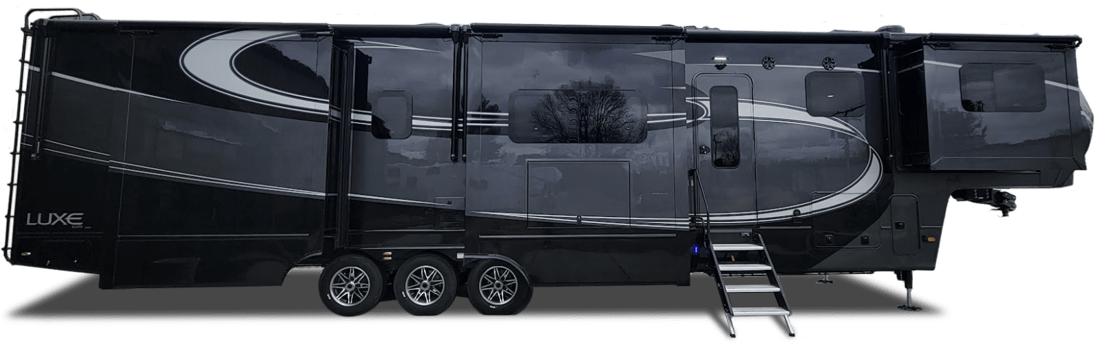 Luxe Elite luxury fifth wheel RV with full-body paint and slide-outs