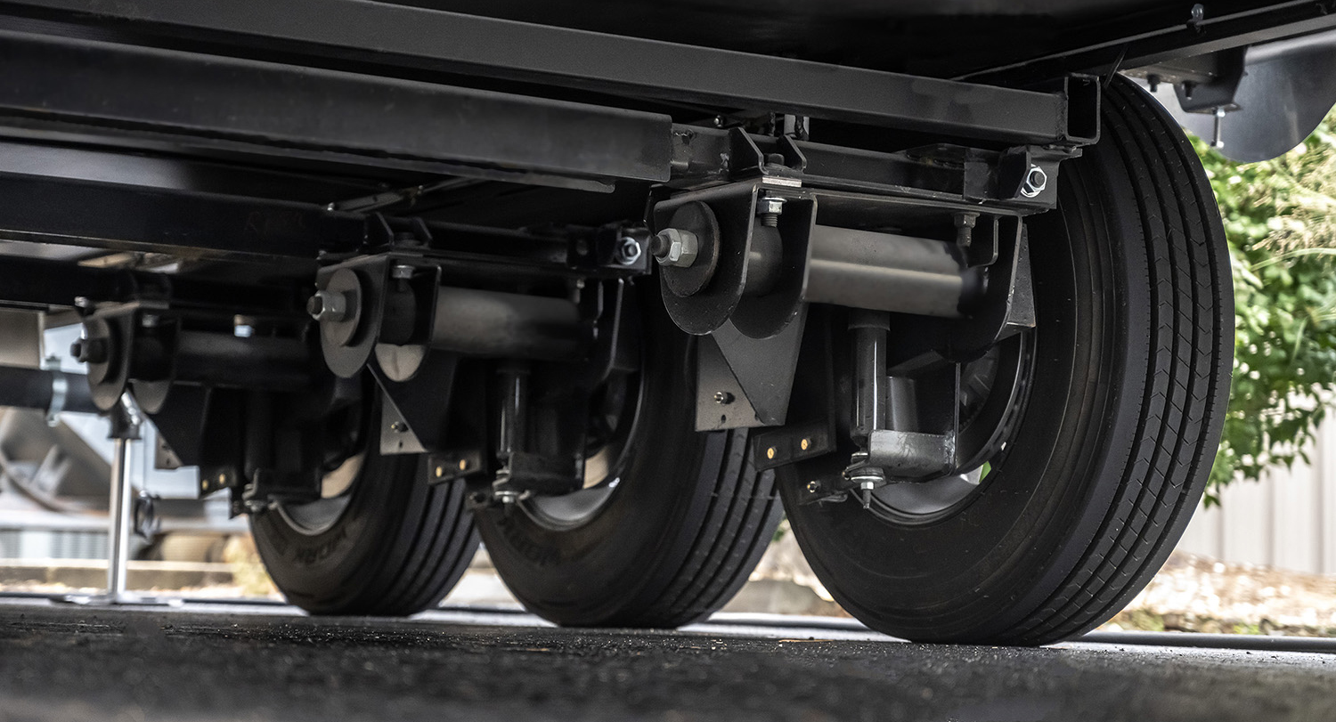 Independent suspension on a Luxe 5th wheel Toy Hauler.