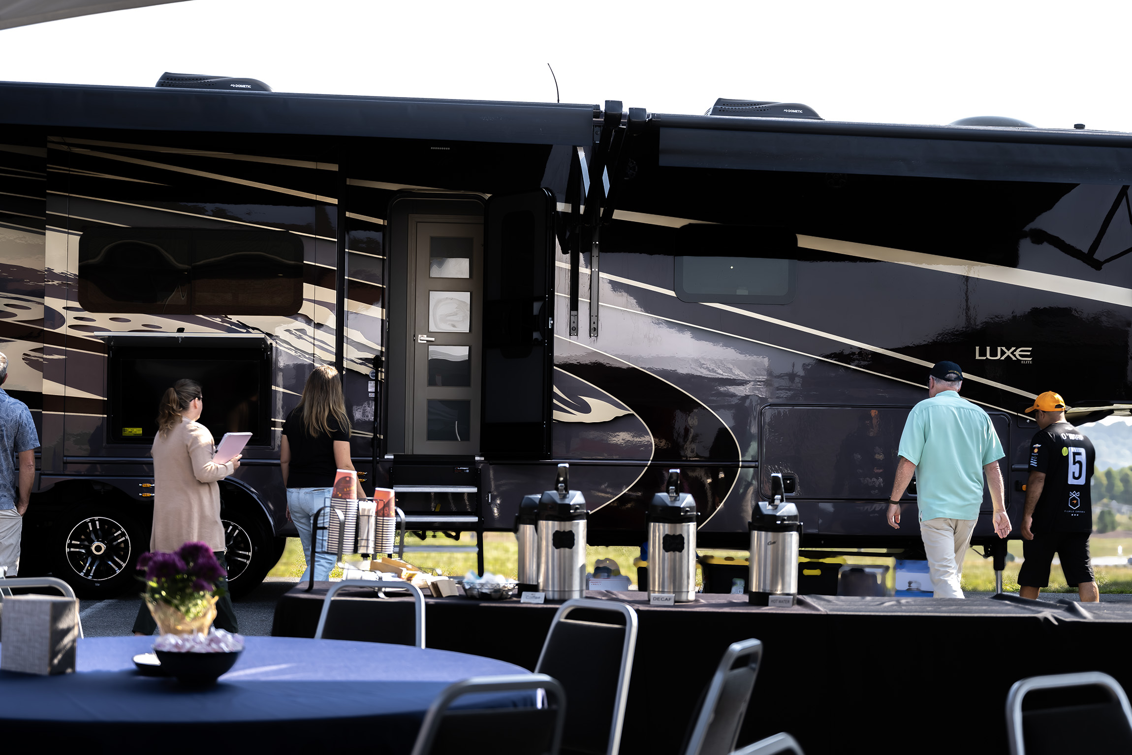 Luxe Fifth Wheel at their Hershey Meet-N-Greet, during the Hershey RV Show.